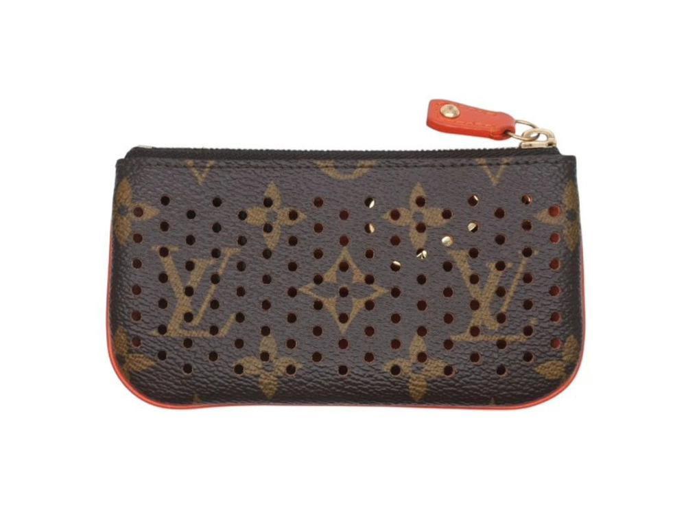 LOUIS VUITTON Pochette coin case Wallet Monogram Perfo Leather Orange